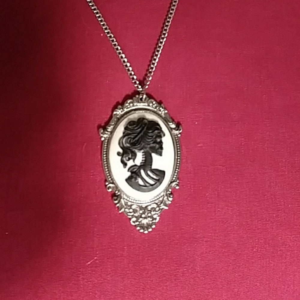 Vintage Gothic Cameo Skeleton Necklace